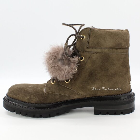 NEW JIMMY CHOO Suede Pom-Pom Booties - Picture 8 of 16